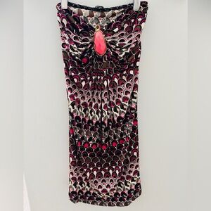 Sky Pink and Brown Patterned Dress